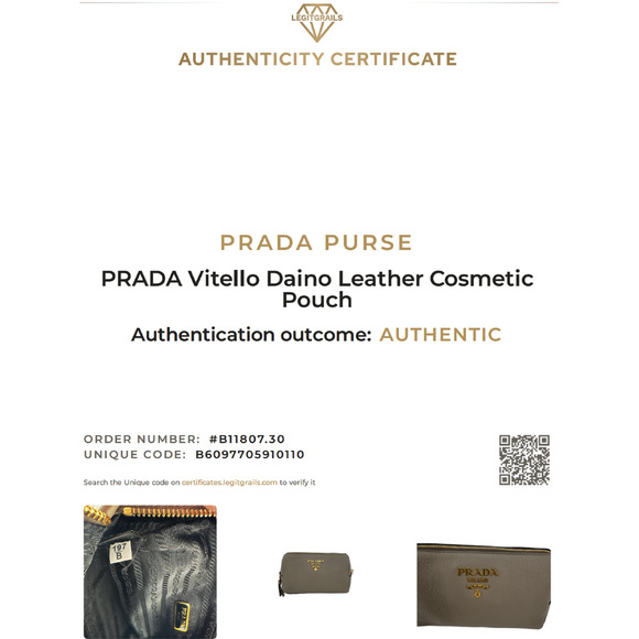 PRADA Vitello Daino Leather Cosmetic Pouch in Argilla - Picture 4 of 16